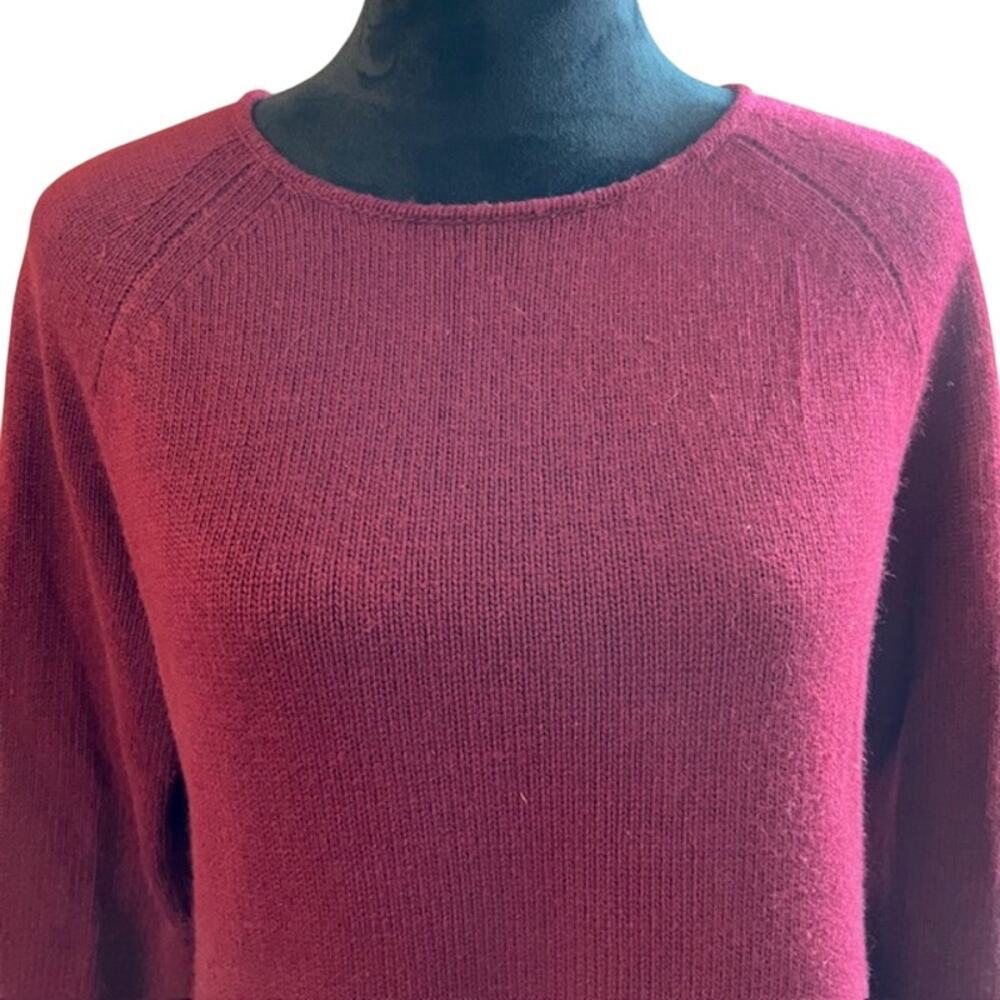J.Crew Women's Burgundy Wool Blend Sweater Cozy Knit Fall Winter  Size Medium - Picture 7 of 11